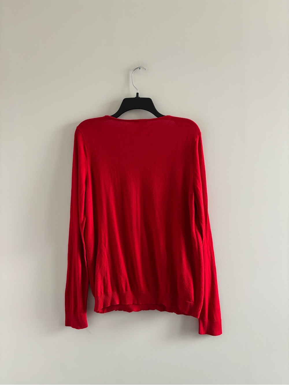 Vince Camuto Sweater Red Faux Wrap Pullover Cotton Modal Womens L Preppy Classic - Picture 2 of 10